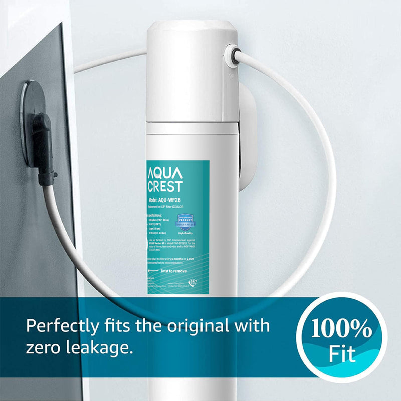 AQUA CREST FQK1R, GXULQR Under Sink Water Filter, Replacement for GE FQK1R, GXULQR, Compatible with GE GXK140TNN and GXULQK systems, NSF/ANSI 42 372, 2K Gallons, Reduces Lead, Chlorine 1