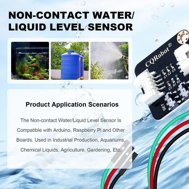 CQRobot Non-Contact Water/Liquid Level Sensor Compatible with Arduino, Raspberry Pi and Other Motherboards. for Industrial Production, Aquarium, Chemical Solution, Agriculture, Gardening, etc. Non-Contact Type-1