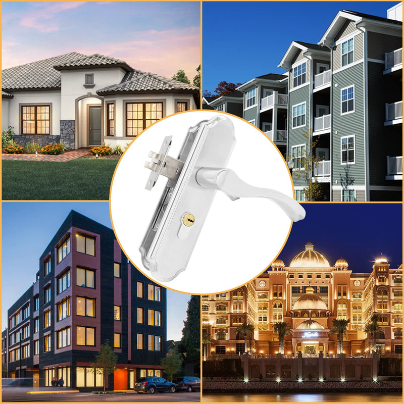 Front Door Lock Set Single Cylinder Handle and Deadbolt Lock Set with Door Lever, 6.5" Screw Hole Distance, Silver 165mm/6.5" Hole Distance, Single Cylinder