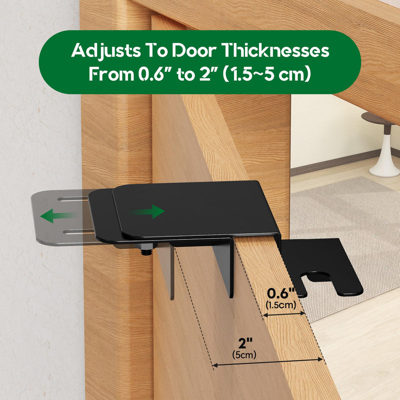 Child Safety Door Top Lock, Child Proof Door Top Lock, Top Door Lock for Kids Safety, Adjustable Lock Child Safety Top Lock, Sliding Door Lock for Kids Safety, Sturdy Metal, Black, 2 Pack 2 Pack - Black