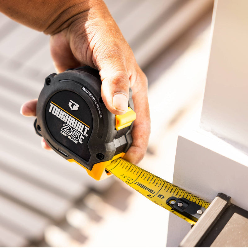 ToughBuilt – 25 ft. ProBlade Tape Measure with Blade Control, 1.25" Wide Double-Sided Blade, Magnetic Hook & 11 ft. Standout for Jobsite Accuracy (TB-H2-T-12225) 7.6 m