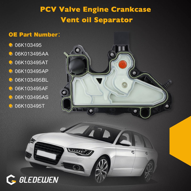 06K103495 PCV Valve, Oil Separator Engine Crankcase Vent Valve, Compatible with Audi A3 A4 Volkswagen Golf VW Jetta Passat Bettle GTI 1.8T 2.0T 2014-2018, Replace 06K013495AA 06K103495AT 06K103495AA