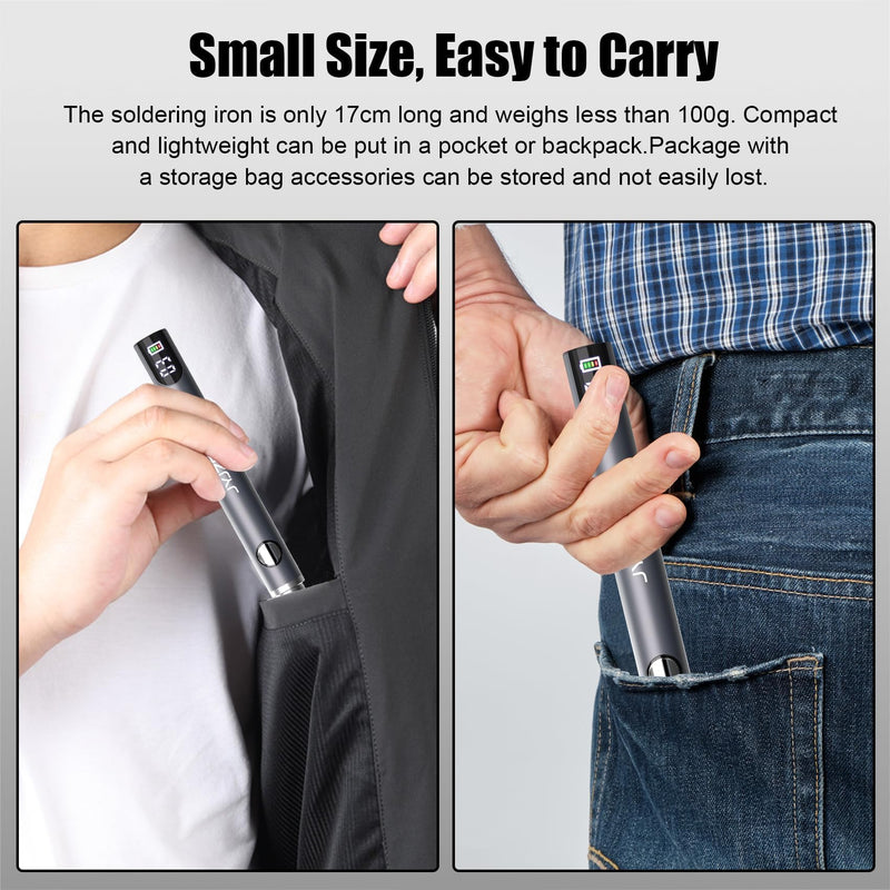 New Upgraded Cordless Rechargeable Soldering Iron Kit with Digital LCD | 4-Temp Ceramic Heating Soldering Pen Battery for Electronic Repair, Jewelry Welding, DIY - 510 Thread Universal Connector