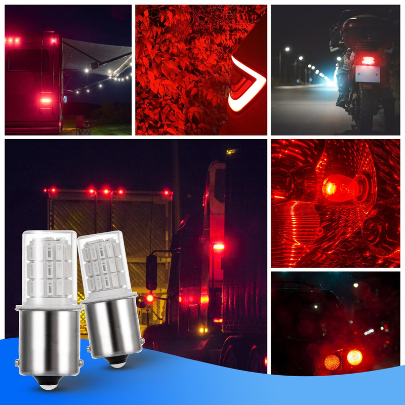 1156 1141 1003 7506 BA15S LED Bulbs Brilliant Red, LED Replacement for 12 Volt RV Tail Brake Lights Camper Trailer Boat Trunk Interior Lights, DC Bayonet Single Contact Base,AC10-24V DC10-30volt,3Pack 1156 Brilliant Red