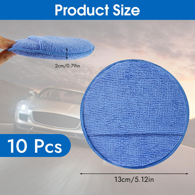 10 Pack Wax Applicator Pads, Microfiber Applicator Pad with Finger Pocket, Foam Car Wax Applicator Pad for Car Cleaning and Polishing (Blue) Blue