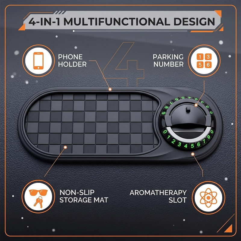 Multifunction Universal Anti Slip Mat for Car Dashboard Keys Gadgets | 3-In-1 Multifunctional 360° Rotating Anti Slip Phone Holder For Car Phone Holder Pvc Dashboard Mat, Fit For Cars, Trucks