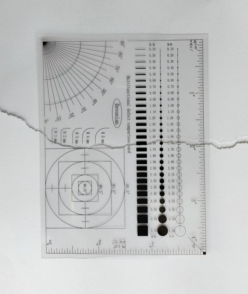 Multi-Function Inspection Gauge - Crack/Scratch/Angle Measurement Tool for Surface Defects & Size Comparison | Dual-Sided Laminated Wear-Resistant Ruler, 5PCS
