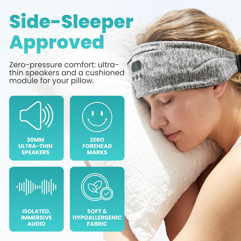 Adjustable Wireless Comfort Headband - Bluetooth Headphones Headband for Exercise, Sleep, Travel, and Relaxation