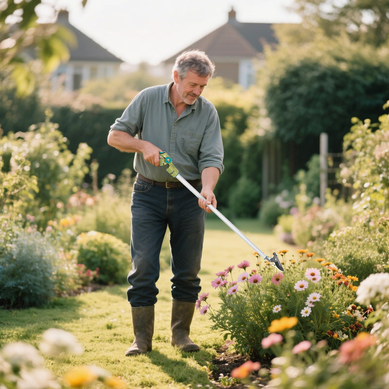 GARTOL Cut & Hold Long Reach Pole Pruner, 32 Inch Lightweight Tree Trimmer Long handle Pruner, Cuts up to 1/2 Inch, One-Hand Garden Pruning Shears for Branches Trimming, Fruit Picking