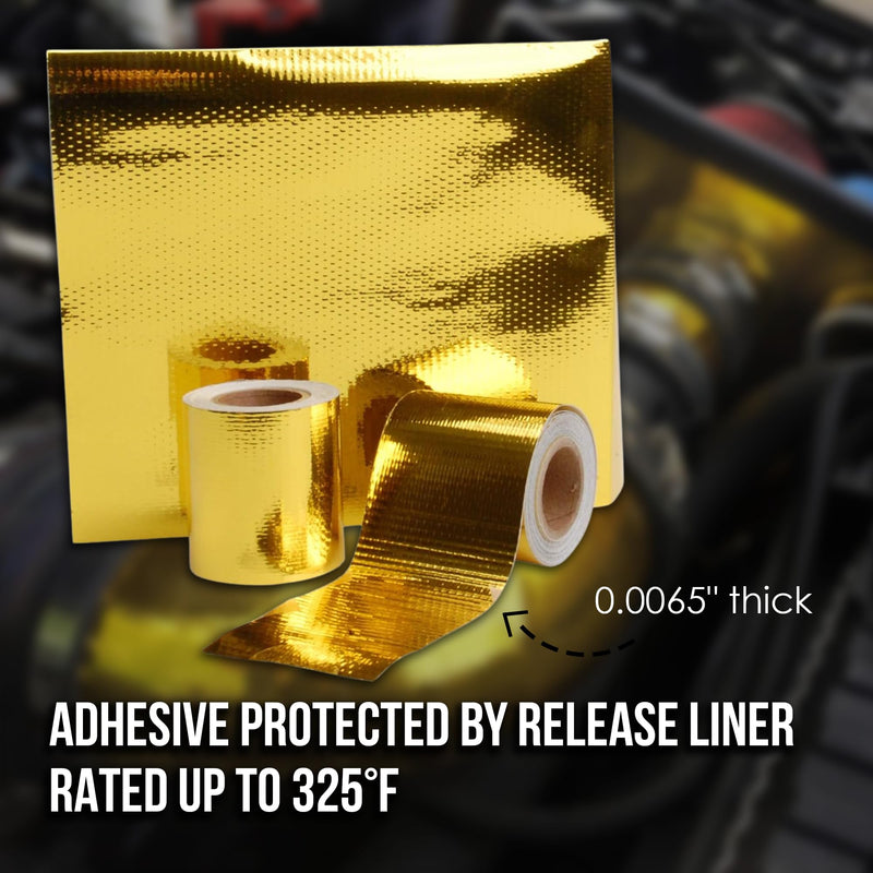 DESIGN ENGINEERING INC. Reflect-A-GOLD High-Temperature Heat Reflective Adhesive Backed Roll (2" x 15') - Insulation Tape Wrap For Engine Covers & More 2" x 15' Roll