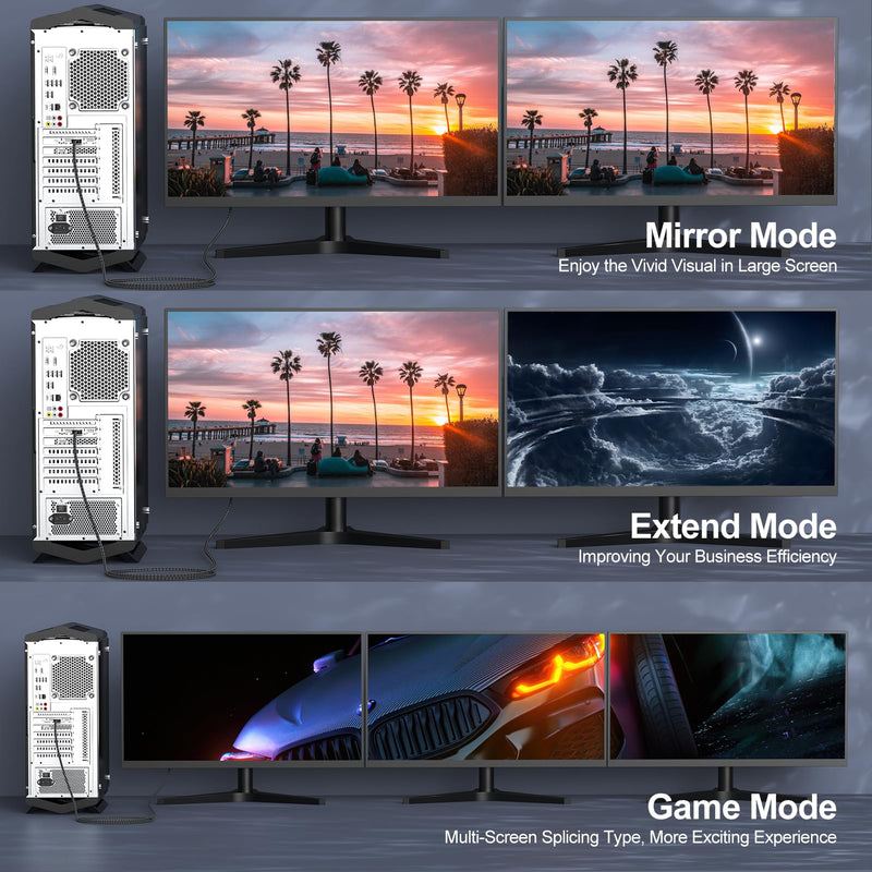 VESA Certified 8K DisplayPort 1.4 Cable 5-Pack, High Speed 48Gbps Display Port DP Cable 6 Feet (8K@60Hz, 4K@/240Hz/144Hz/180Hz/165Hz, 1080P@240Hz) for Gaming Computer Laptop TV Monitor 6FT Black