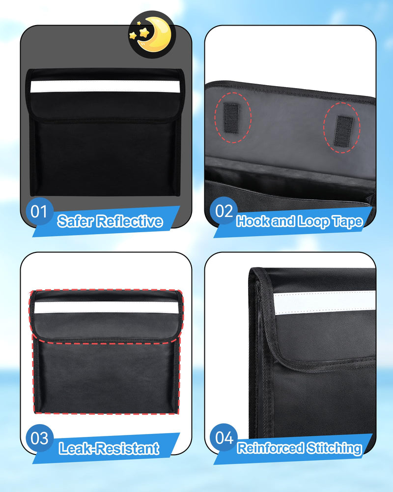 PLOZANO PU Boat Accessories Storage Organizer Bag, Sun-Protective Strong Adhesive Pouch for Cellphone and Key, Reflective Closure Pocket for Boat Center Console Pontoon RV 12" x10.8"x2.2"