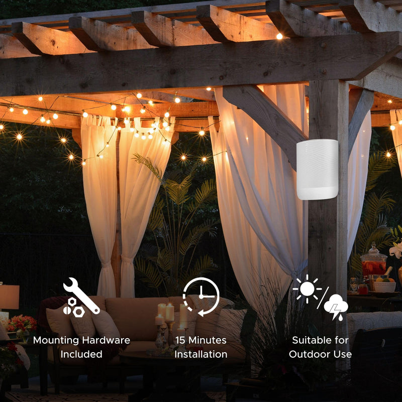 Sound Bass Move Speaker Wall Mount Bracket, Weatherproof, Compatible with Sonos Move & Move 2, Including Mounting Accessories (Move 2 - White) Move 2 - White