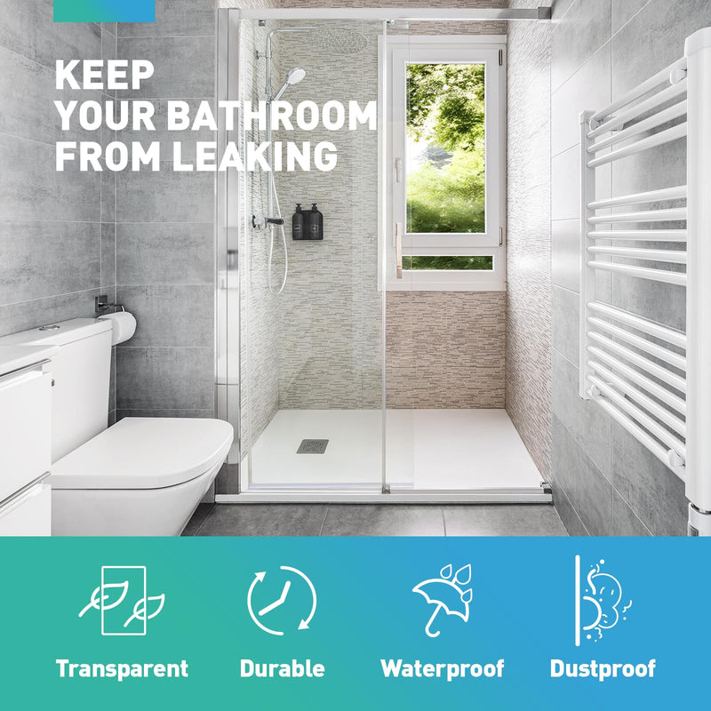 Sliding Shower Door Bottom Seal, 2 PCS 3/8" x 36" Sliding Shower Door Sweep for 3/8Inch Glass, Frameless Glass Door Seal Strip Stop Shower Leaks and Create a Water Barrier For 3/8" Glass