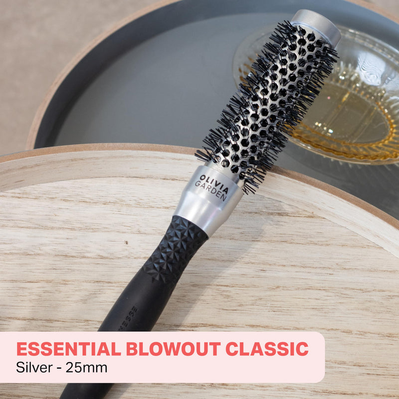  [AUSTRALIA] - Olivia Garden - Essential Blowout Classic Silver Hairbrush 25