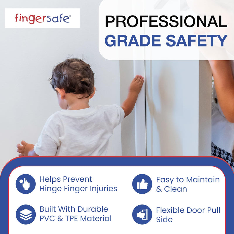 Fingersafe Home Door Finger Guard 43” uPVC Complete Set for Kids Safety- Push & Pull Door Finger Pinch Guard for Kids - Easy 3M Stick-On Safety Cover - Made in USA Finger Guards for Doors HOME-COMPLETE-SET