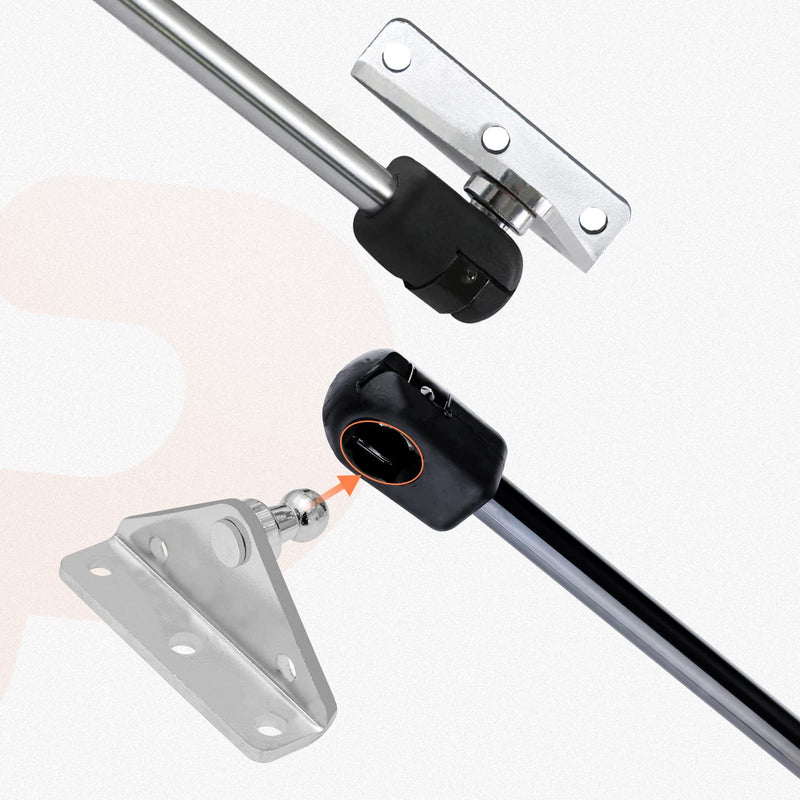 Gas Strut Mounting Brackets 10MM Ball Stud, 4 Angled L-Type Mounts with 20 Screws, for Lift suooprt Gas Spring Struts Shock Mounting Kits, Silver