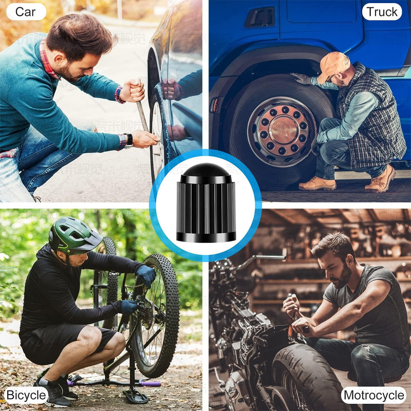Presta Valve Adapter, Convert Presta to Schrader Adaptor for Bike, Inflate Tire Using Standard Pump or Air Compressor, Tire Valve Caps(4PCS)