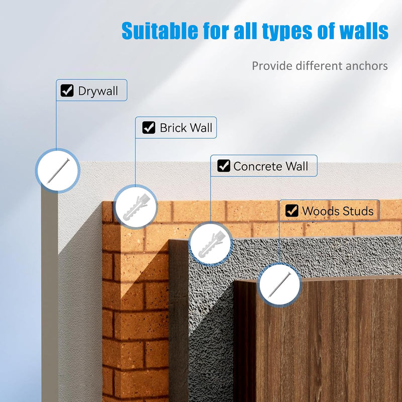 Soundbar Wall Mount NO Stud Easy Install - Fits Samsung, Sony, Bose & All Brands, Adjustable Depth 3.74"-5.71", Anti-Slip EVA Pads