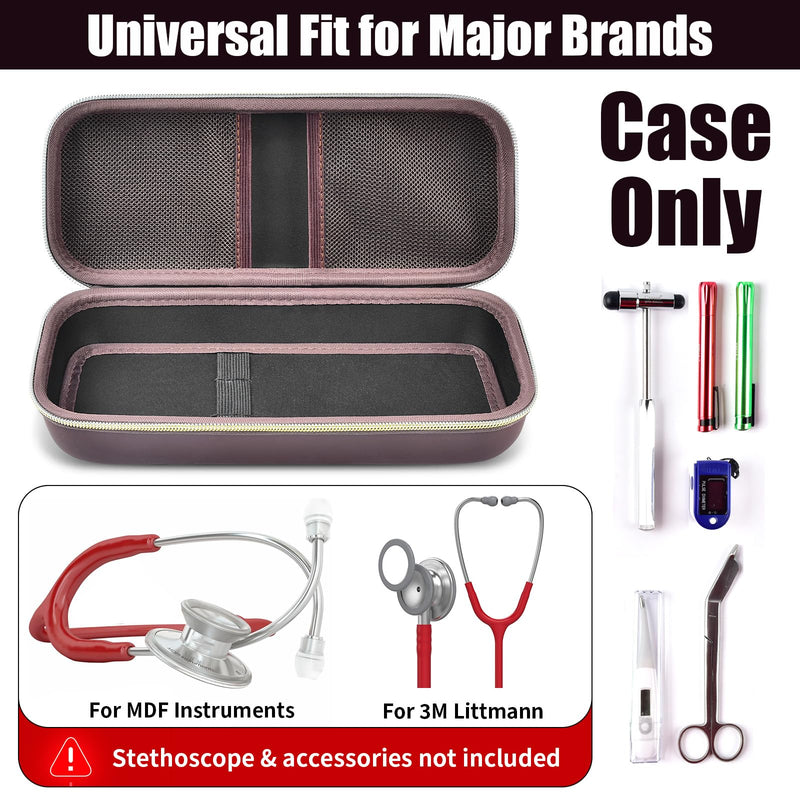 Stethoscope Case for 3M Littmann/for MDF,Nursing School Essential Organizer‌ | For Classic III Monitoring/Lightweight II S.E/Cardiology IV Diagnostic/Acoustica,Doctors/Students/Clinical/EMS Use, Case Only Brown