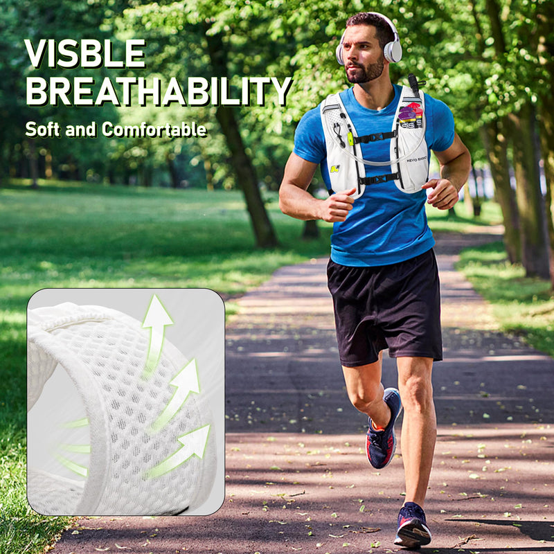 N NEVO RHINO Running Vest, Lightweight Hydration Vest, Insulated Water Backpack with 1.5L Water Bladder for Hiking, Trail, Running,Marathons,Cycling White