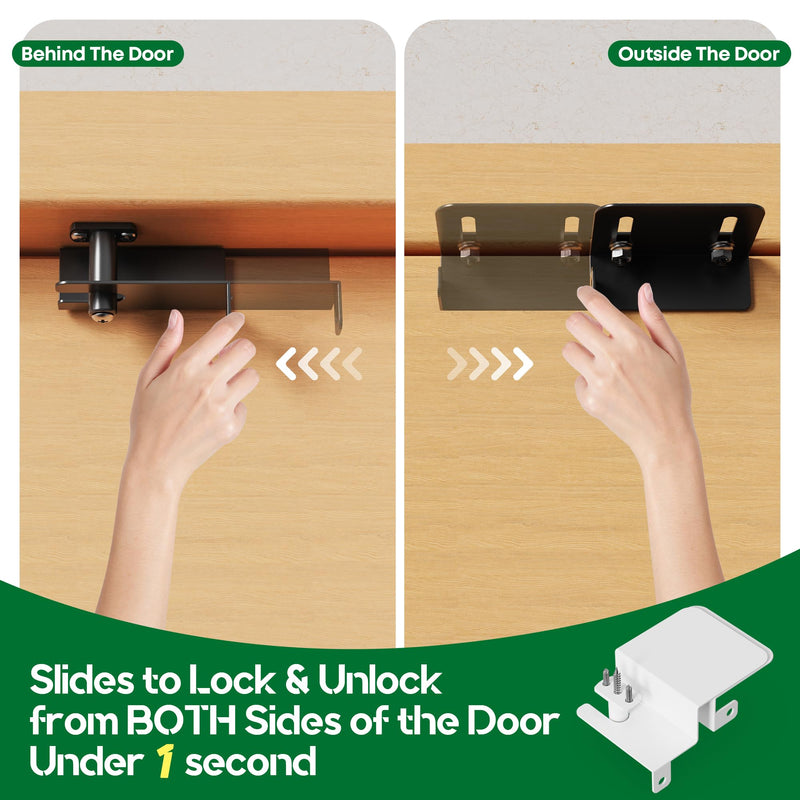 Child Safety Door Top Lock, Child Proof Door Top Lock, Top Door Lock for Kids Safety, Adjustable Lock Child Safety Top Lock, Sliding Door Lock for Kids Safety, Sturdy Metal, Black, 2 Pack 2 Pack - Black