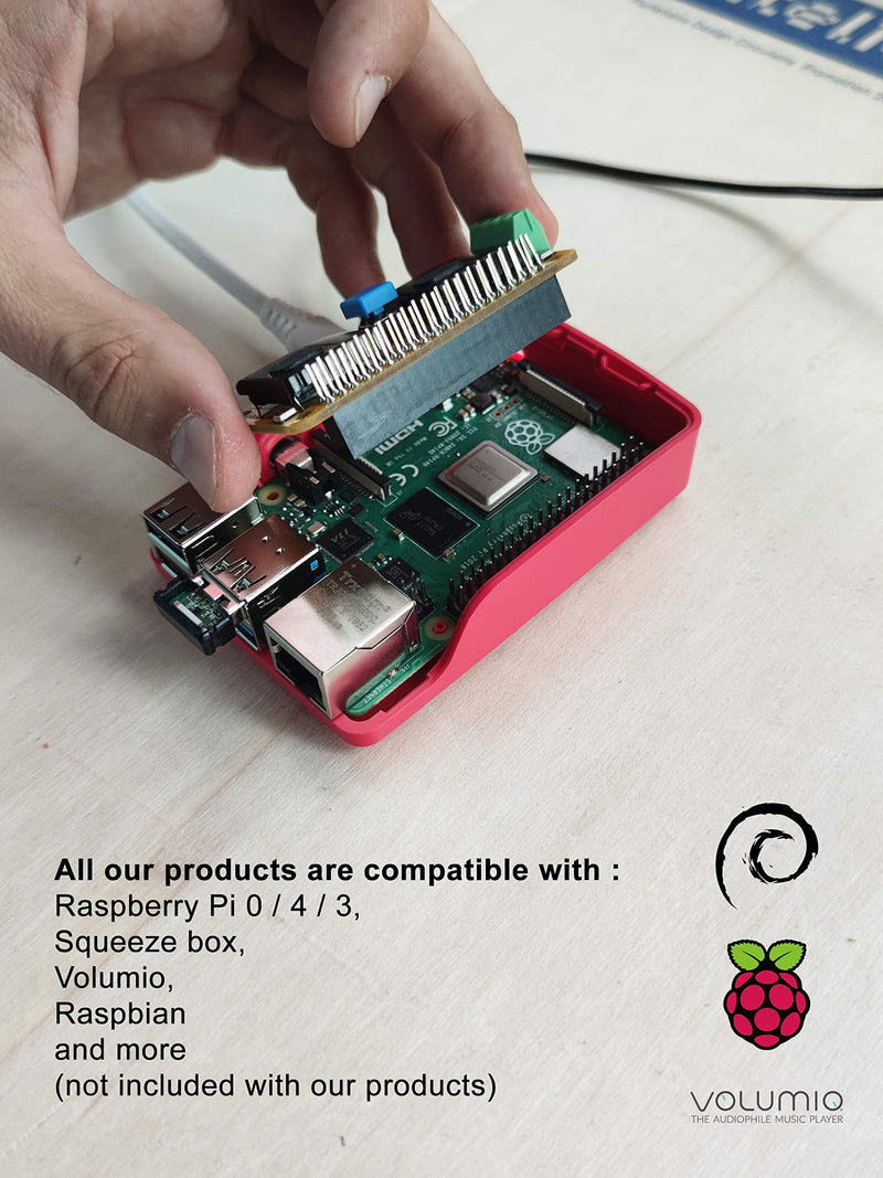 RASPIAUDIO Audio DAC Hat Sound Card for Raspberry PI5 All Models Pi5 / Pi Zero / Pi4/ Pi3B / Pi3B+ / Better Quality Than USB (Ultra++) Plug and Play no Driver blue