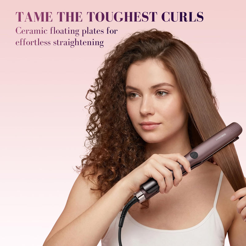 BarberBoss Hair Straighteners for Women, Ceramic Hair Straightener with Floating Plates, Negative Ion & Keratin Infusion, Flat Iron Hair Styler for Straightening, Smoothing & Frizz Control, (QR-8411) | Floating Ceramic Plates, Negative Ion & Keratin In...