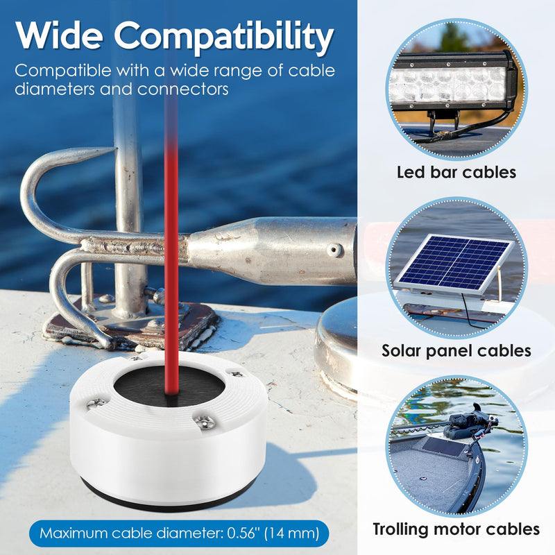 Round Cable Gland, Waterproof Cable Pass Through for Marine, Auto and Home, Split Seal Design Easy to Install 1