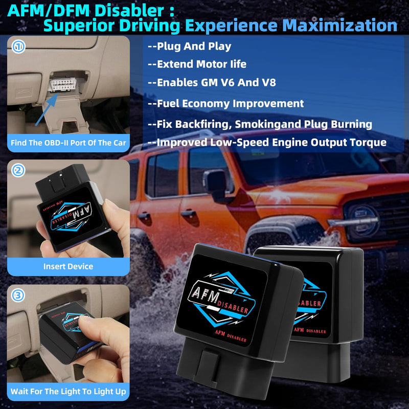 AFM/DFM Disabler Silverado 5.3 Active Fuel Management Delete Disabler Compatible With V6 & V8 Gm Motors(Chevy GMC Sierra GMC Yukon Cadillac Escalade etc)4.3L 5.3L 6.0L 6.2L-3 Year Warranty BlackBlue