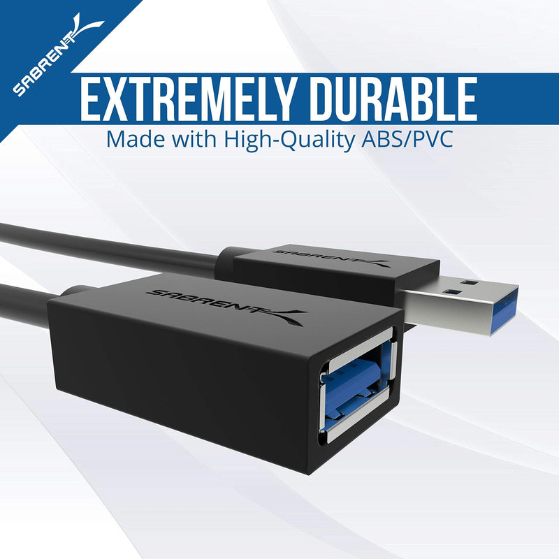7 Port USB 3.0 Hub with Individual Power Switches and LEDs Includes 36W 12V/3A Power Adapter+USB 3.0 Extension Cable A Male to A Female [Black] 6 Feet