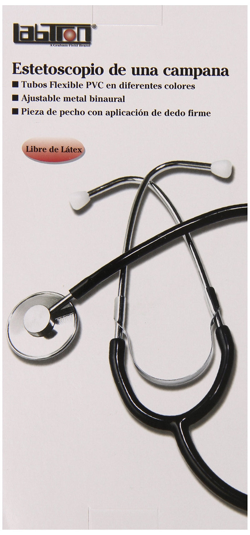 Labtron Lightweight Single Head Stethoscope, Blood Pressure Medical Monitoring Kit, Black, 300DLX