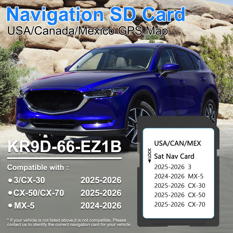 2025-2026 Latest Navigation SD Card - KR9D66EZ1B, Compatible with Mazda 2025 2026 CX-50/3/CX-30/CX-70, 2024-2026 MX-5, Mazda SD Navigation Card for USA Canada Mexico Offline Maps