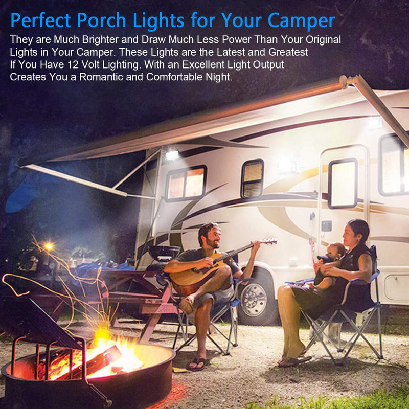 BlueFire Super Bright LED RV Porch Light RV Exterior Lights Porch Utility Light 12V Replacment Light with ON/OFF Switch, Clear and Amber Removable Lens for RV, Trailer, Camper (2 Pack) 2 Pack