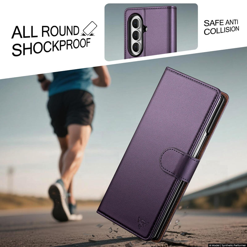 for Samsung Galaxy Z Fold8 Ultra Wallet Case with Credit Card Holder Slots,RFID Blocking PU Leather Flip Kickstand,Women & Men Shockproof Cover Folio Phone Case for Fold 8 Ultra,Dark Purple Dark Purple for Galaxy Z Fold 8 Ultra