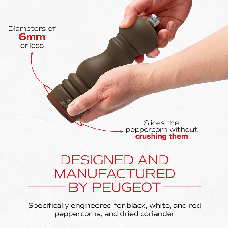 Peugeot Paris u'Select 7-inch Pepper Mill - Manual Rock Pepper Mill with Adjustable Precision Grinding, Stainless Steel & Beechwood, Sustainable & Elegant Kitchen Tool (Mocha) 45067