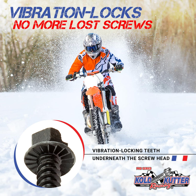 Kold Kutter AMA-Approved Traction Screws 250 Pack (#8) 3/8" - Winter Ice & Snow Tire Heavy Duty Studs Spikes for Racing Dirt Bikes, ATVs, Motorcycles, and Snowmobiles Tracks 3/8" Screw | 18 TPI