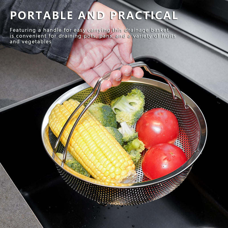 Stainless Steel Steamer Basket - Vegetable & Dumpling Steamer Insert for Pots, Instant Pot Accessories with Handles & Feet, Multi-Purpose Mesh Strainer for Cooking, Fruits (Silvery, Large) Silvery