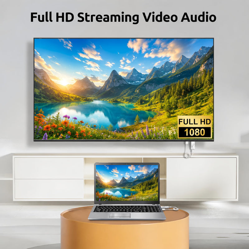 Wireless HDMI Transmitter and Receiver, Wireless HDMI Extender, Plug & Play | 4K Decode 1080P Output| Stream from PC/Laptop/Projector to Monitor/TV| 328FT Long Range| for Business/Conference/Home Theater White-01