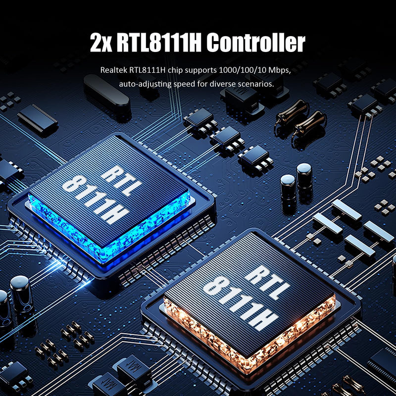 GLOTRENDS LE8102H 2-Port RJ45 Gigabit Network Card for Soft Router, NAS Link Aggregation, Network Isolation, etc