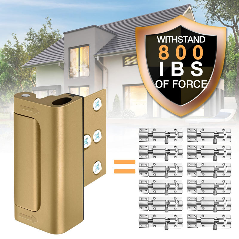Child Proof Door Locks High Home Security Door Lock Reinforcement Night Kids Safety with 3" Stop Withstand 800 lbs for Inward Swinging Front Door Metal Flip Deadbolt Latch Defend Home Bright Gold