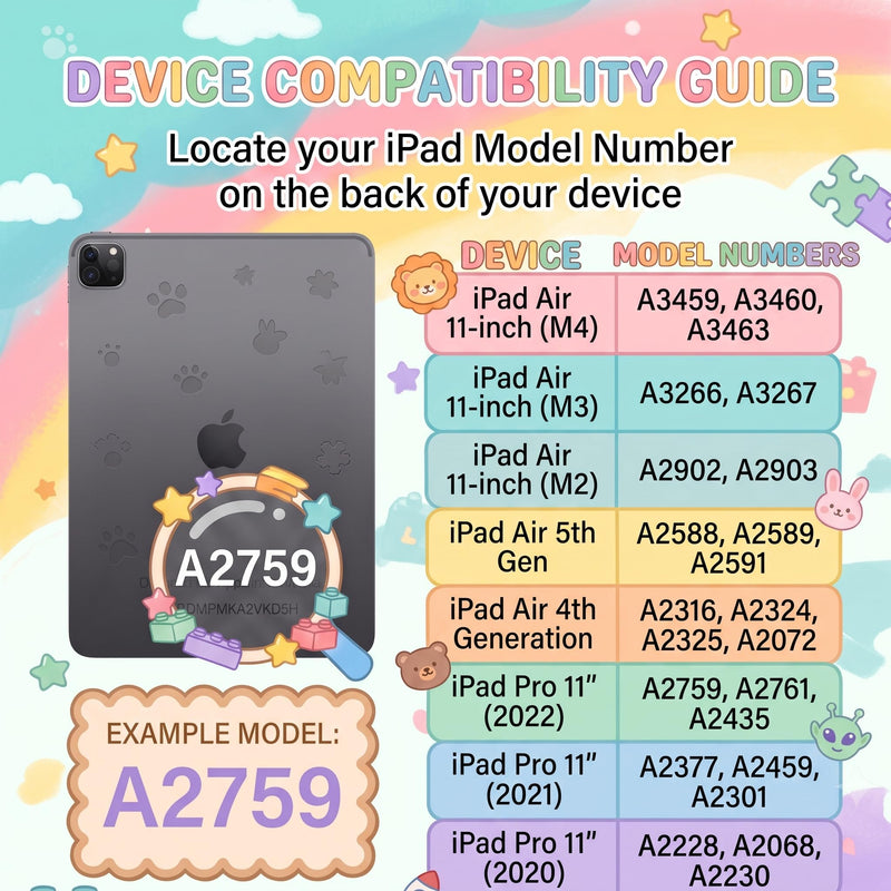 Cute 3D Cartoon Kids Case for iPad Air 11 Inch (M4/M3/M2), Air 5th/4th 10.9" & Pro 11" (1-4th Gen Only) Silicone Cover with Pencil Holder, 360 Stand, Strap, with Unicorn Pattern, Pink For iPad Air 11" M4/M3/M2/5/4 & Pro 11" 4/3/2/1