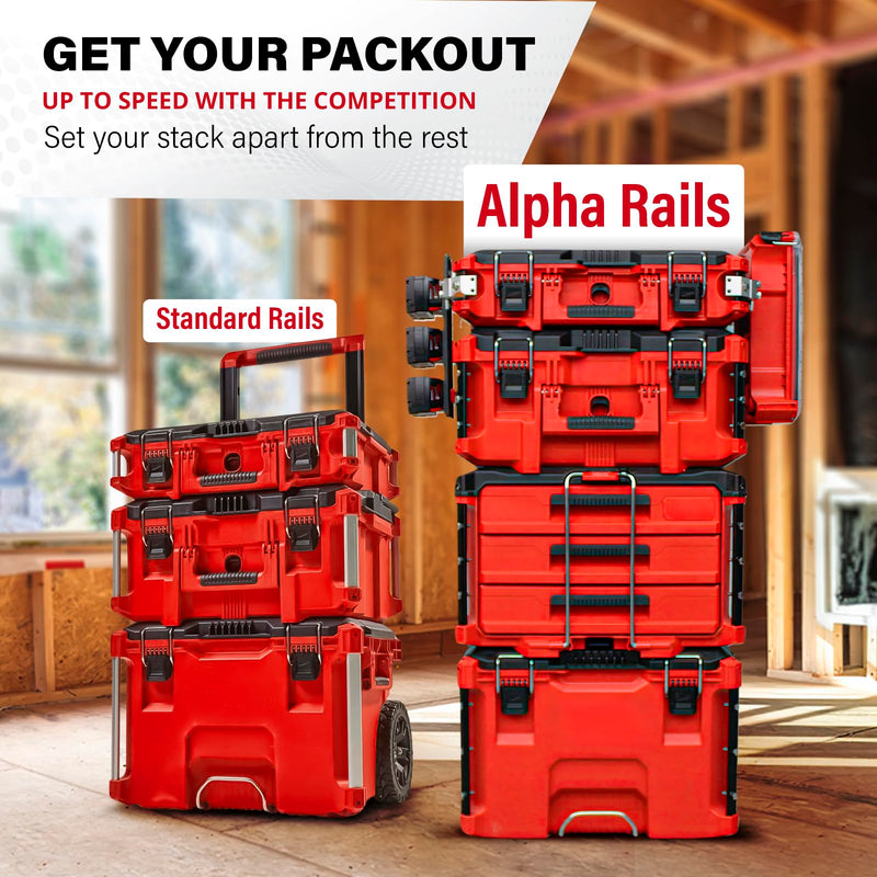 Alpha Engineered Threaded Replacement Packout Rails 12.6" (320mm) Compatible with Milwaukee Packout Rolling Tool Box 48-22-8426- Heavy Duty Aluminum Rails - Fits Packout Accessories - Silver 12.6" (320mm) - 2 Pack