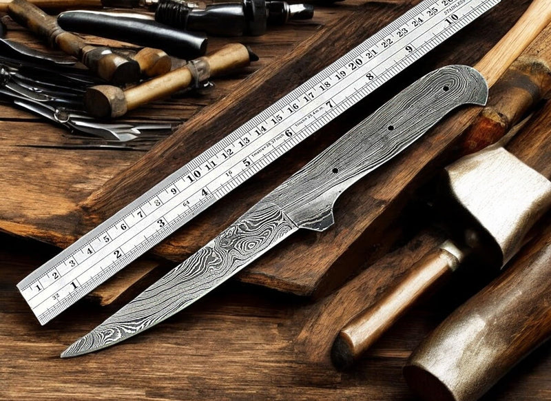 LOT OF 5 PIECES HAND FORGED DAMASCUS STEEL FULL TANG KNIFE BLANK BLADE KNIFE MAKING SUPPLIES (5 DIFFERENT PIECES SET) 5 DIFFERENT PIECES EACH OTHER KNIVES SET