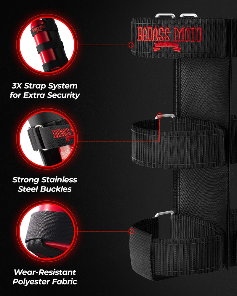 Badass Moto Accessories for Jeep Fire Extinguisher Mount Jeep Gladiator Fire Extinguisher Holder Jeep Wrangler fits 1965-2024 JK JKU TJ CJ JL, Easy Install Roll Bar for Jeep Gifts, Badass Black