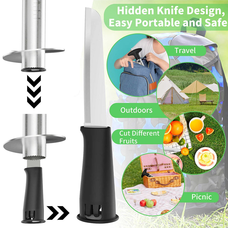 Newness Pineapple Corer with Knife, [Upgraded, Electric & Manual] Stainless Steel Fruit Pineapple Cutter with Electric Drill Accessory, Pineapple Slicer Remover Kitchen Tool with Measure Mark, Yellow