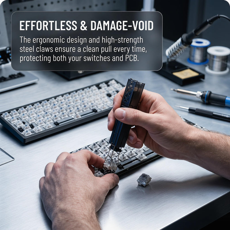2-in-1 Switch Puller and Keycap Puller with 4-Claw Grip, One-Press Eject Design for Fast & Stable Removal from Gaming Keyboards