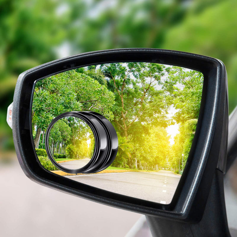4 Pcs Blind Spot Mirrors 360 Degree 2 Inch Car Rear View Adjustable Wide View Angle Black Round Glass Convex Mirrors Adjustable with Frame for Car SUV Truck Accessories
