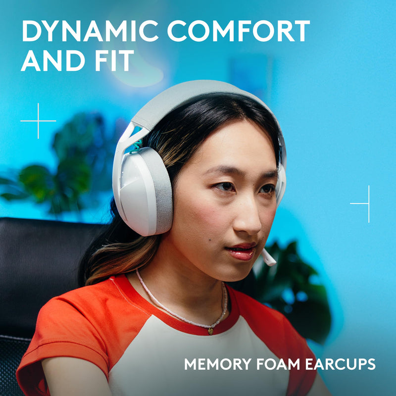Logitech G321 Lightspeed Wireless Gaming Headset - White | Dynamic Comfort and fit, 16 kHz Boom mic, 20+ hrs Battery, for PC
