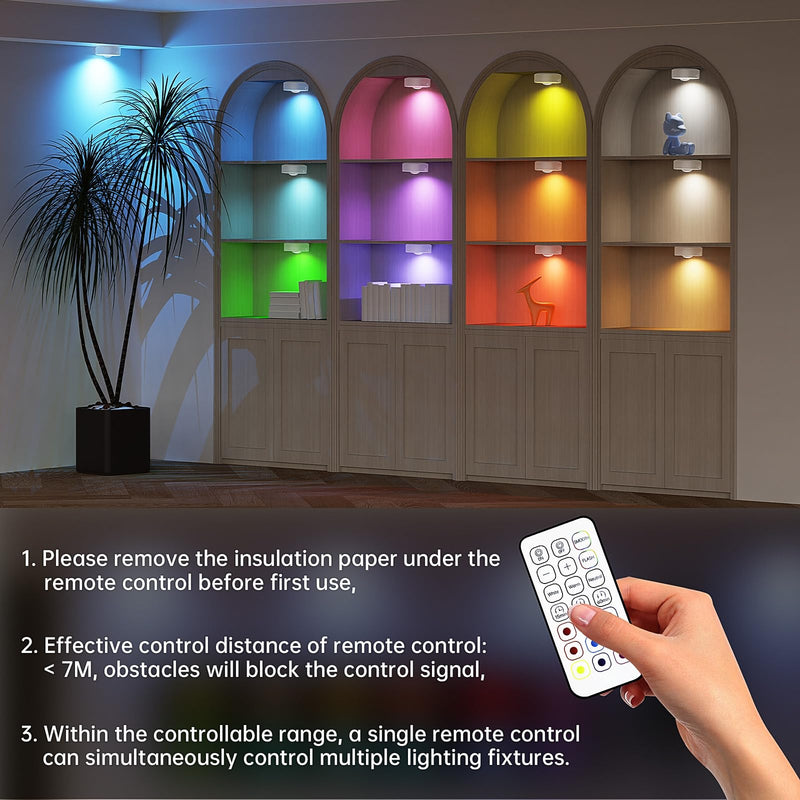 6 Pack Under Cabinet Lighting,Puck Lights with Remote,1200mAh Battery Operated Wireless Cloest Light,Under Counter Lights for Kitchen,Shelf,Hallway